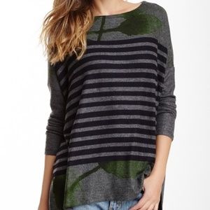 Go Couture Printed Elbow Patch Hi-Lo Sweater